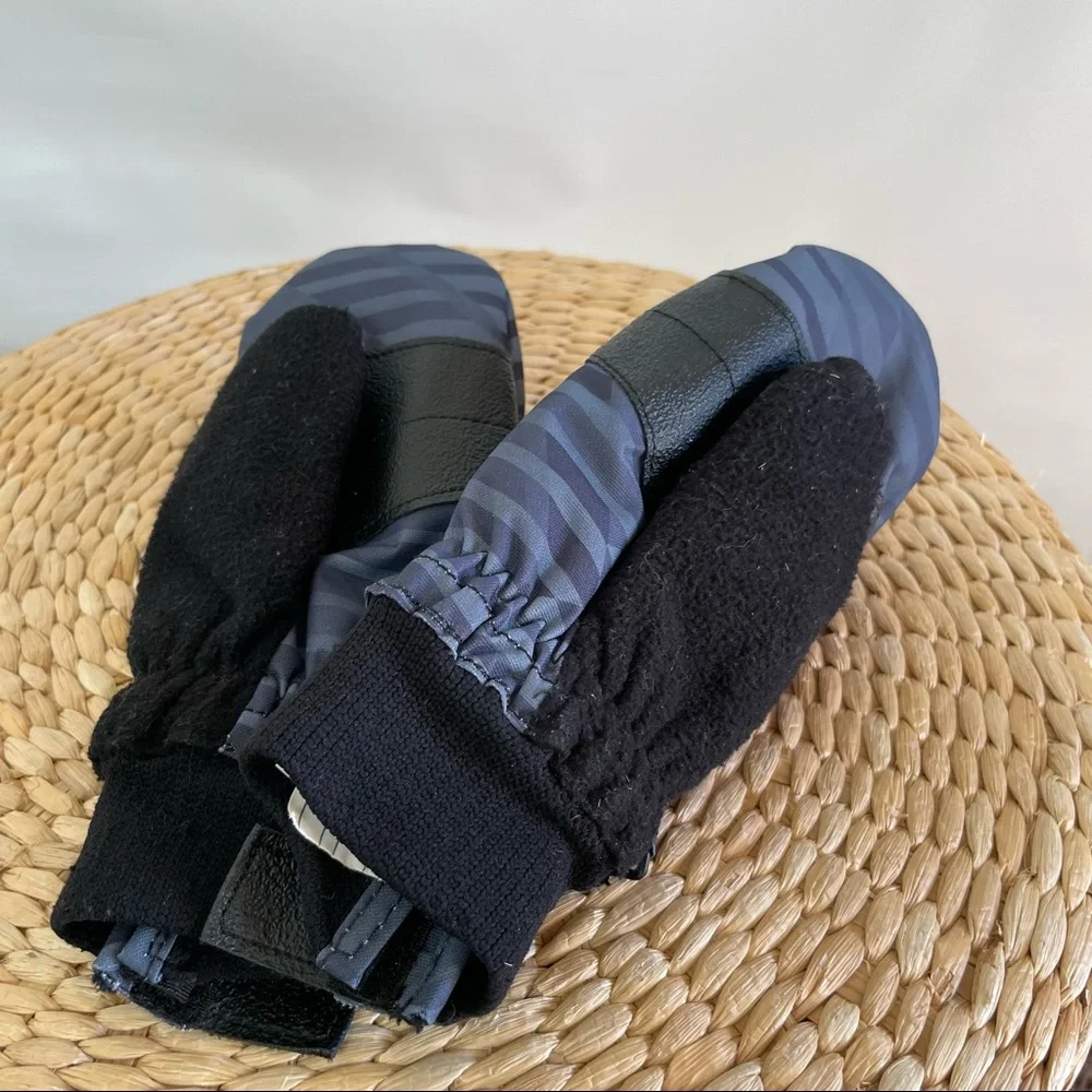 Obermeyer Black Striped Small Kids Mittens Size L
